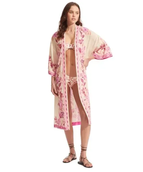 KIMONO SILK ROAD ESTAMPADO FLORAL SEAFOLLY