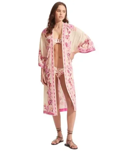 KIMONO SILK ROAD ESTAMPADO FLORAL SEAFOLLY