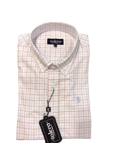 CAMISA CUADRITOS CELESTE Y BEIS SOLERA HOMBRE