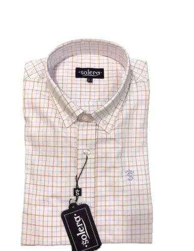 CAMISA CUADRITOS CELESTE Y BEIS SOLERA HOMBRE