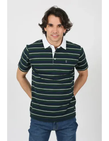 POLO RAYAS VERDES Y AZULES SOLERA HOMBRE