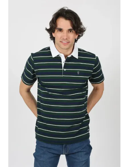 POLO RAYAS VERDES Y AZULES SOLERA HOMBRE