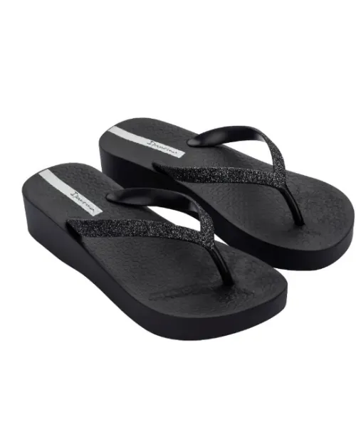 CHANCLA MESH CHIC CUÑA NEGRA CON PURPURINA IPANEMA