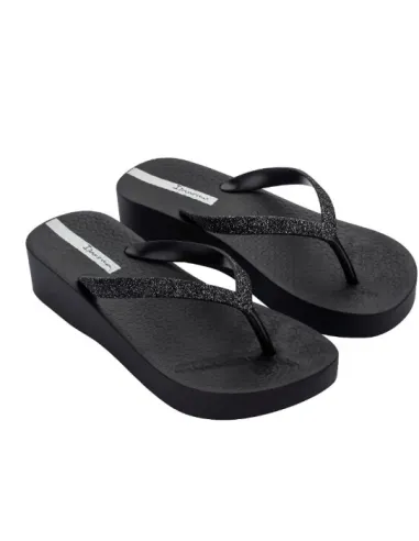 CHANCLA MESH CHIC CUÑA NEGRA CON PURPURINA IPANEMA