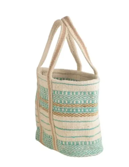 BOLSO DE YUTE TURQUESA KBAS