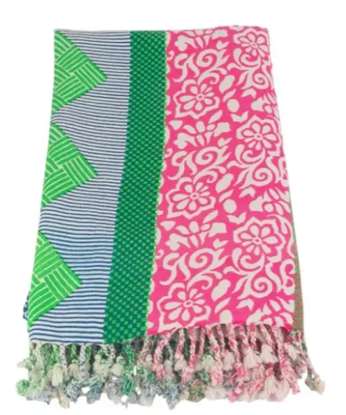 TOALLA ALGODON ETNICA VERDE KBAS