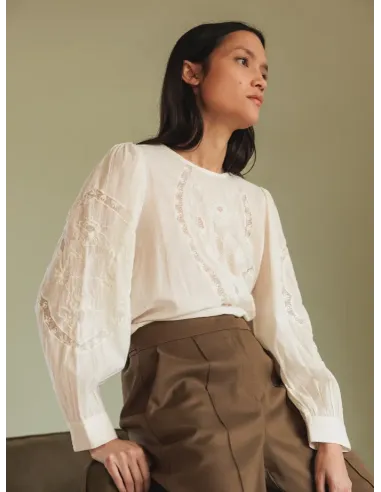 BLUSA BORDADA ROMANTICO BLANCA INDI&COLD