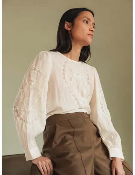 BLUSA BORDADA ROMANTICO BLANCA INDI&COLD
