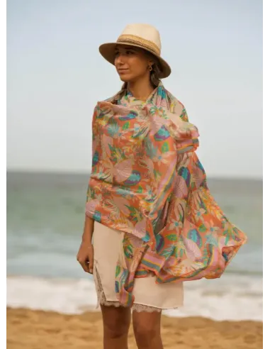 FOULARD BICOLOR MELOCOTON COLORES DE OTOÑO