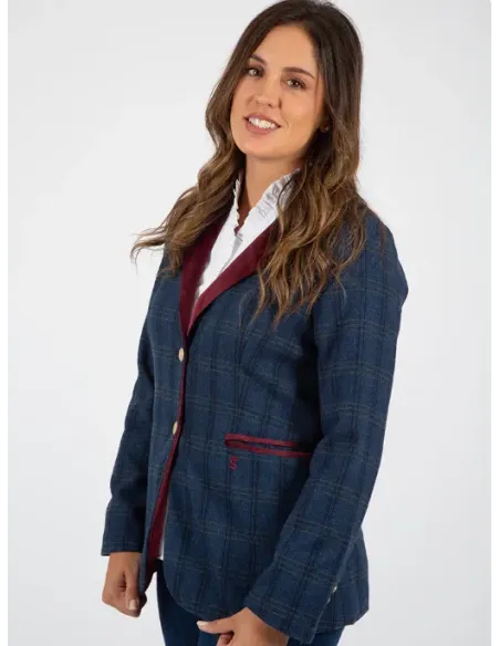 AMERICANA  AZUL CUADROS SOLERA MUJER