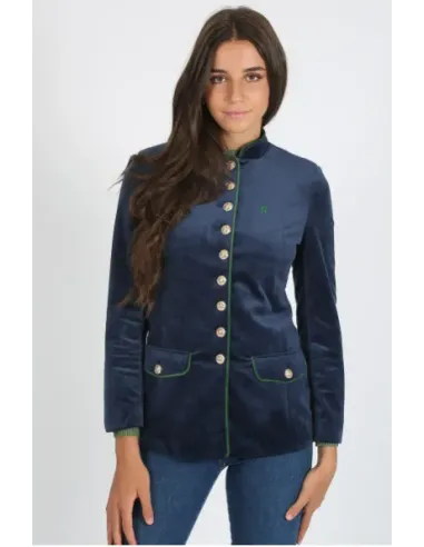 AMERICANA TERCIOPELO AZUL SOLERA MUJER