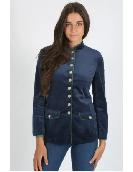 AMERICANA TERCIOPELO AZUL SOLERA MUJER