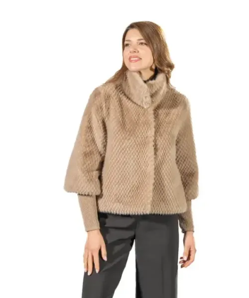 CHAQUETA PELO BIANCA CAMEL SATINETTE MUJER 2
