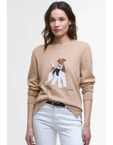 JERSEY PERRO CAMEL FAREHAM BARBOUR MUJER