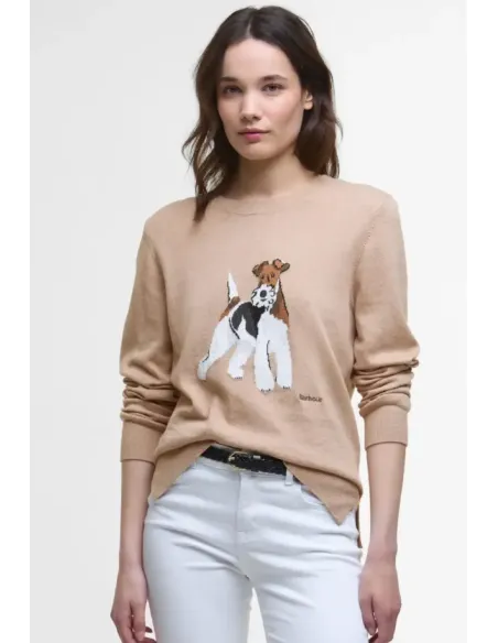 JERSEY PERRO CAMEL FAREHAM BARBOUR MUJER