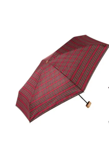 PARAGUAS PLEGABLE TARTAN ROJO EZPELETA