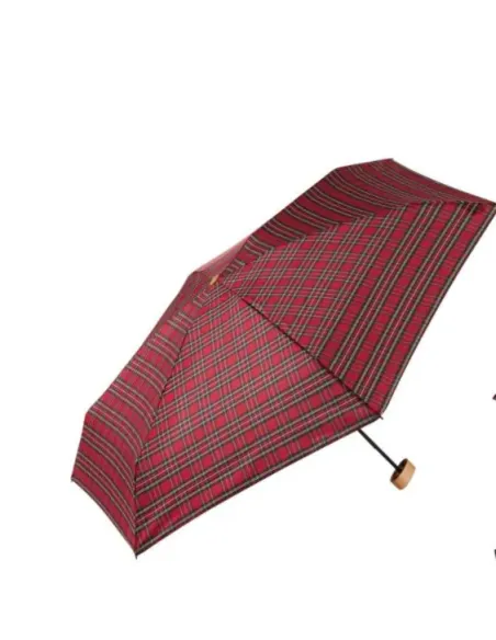 PARAGUAS PLEGABLE TARTAN ROJO EZPELETA