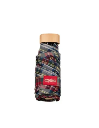 PARAGUAS PLEGABLE TARTAN BLANCO ROJO EZPELETA
