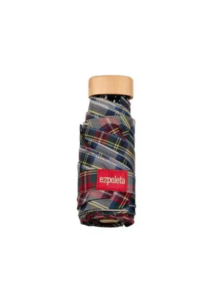 PARAGUAS PLEGABLE TARTAN BLANCO ROJO EZPELETA