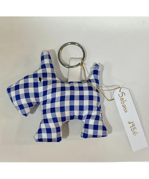 LLAVERO PERRO CUADROS BICOLOR AZUL SABANA 1956