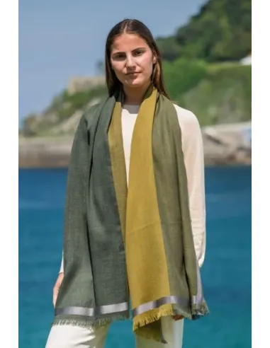FOULARD LANA Y SEDA VERDE COLORES DE OTOÑO