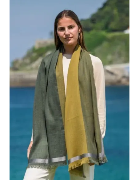 FOULARD LANA Y SEDA VERDE COLORES DE OTOÑO