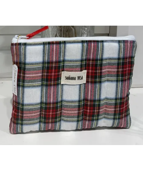 NECESER CARTERA DE MANO TARTAN BLANCO SABANA 1956