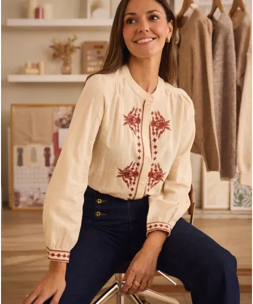 CAMISA BORDADOS TEJA POLIN ET MOI