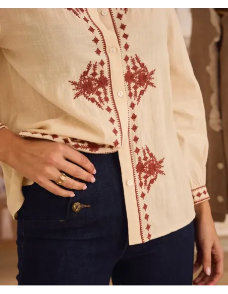 CAMISA BORDADOS TEJA POLIN ET MOI