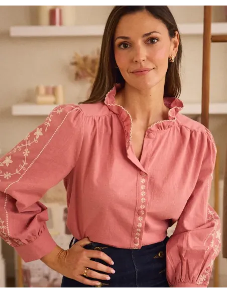 CAMISA CORAL CON BORDADOS BEIS POLIN ET MOI