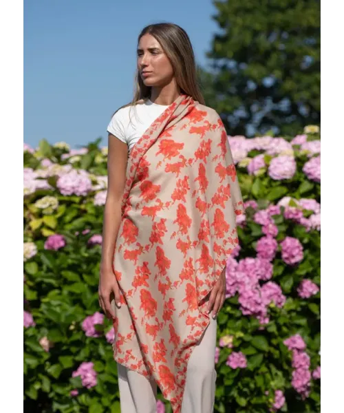 FOULARD LANA Y SEDA CORAL COLORES DE OTOÑO