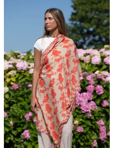 FOULARD LANA Y SEDA CORAL COLORES DE OTOÑO