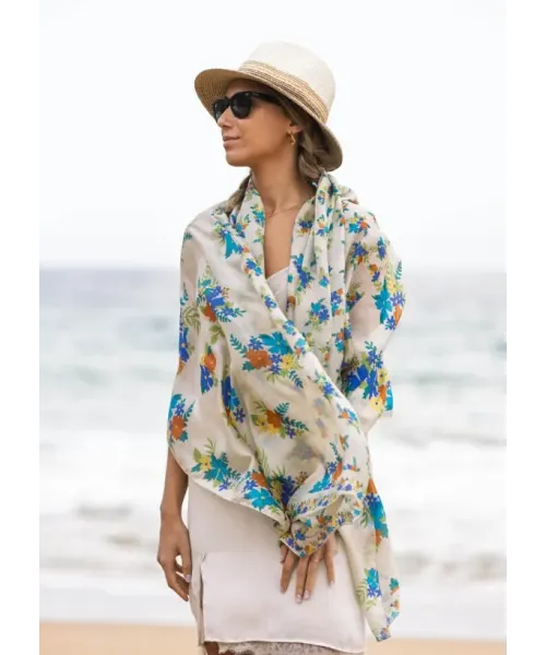 FOULARD SEDA BICOLOR AZUL COLORES DE OTOÑO 2