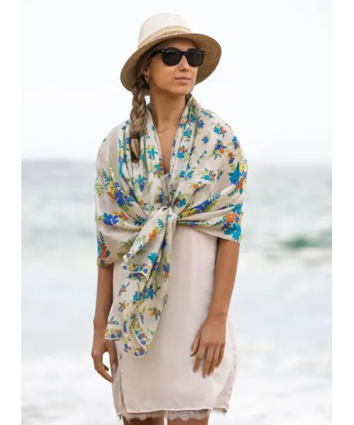 FOULARD SEDA BICOLOR AZUL COLORES DE OTOÑO