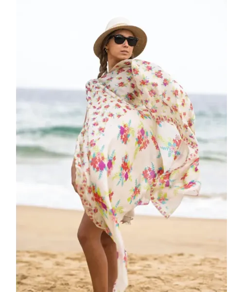 FOULARD SEDA BICOLOR FLORES ROJAS COLORES DE OTOÑO 2