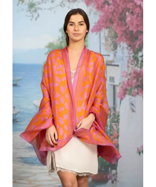 FOULARD SEDA HOJAS CORAL COLORES DE OTOÑO