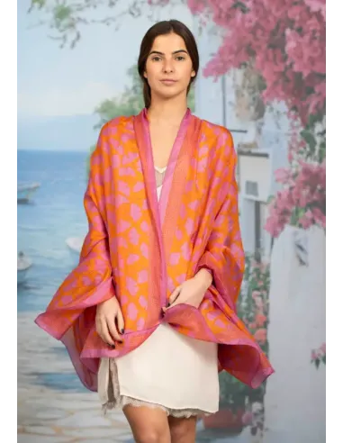 FOULARD SEDA HOJAS CORAL COLORES DE OTOÑO