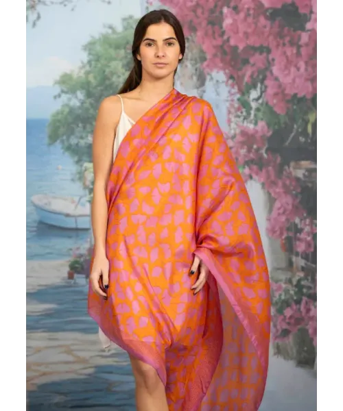 FOULARD SEDA HOJAS CORAL COLORES DE OTOÑO 2