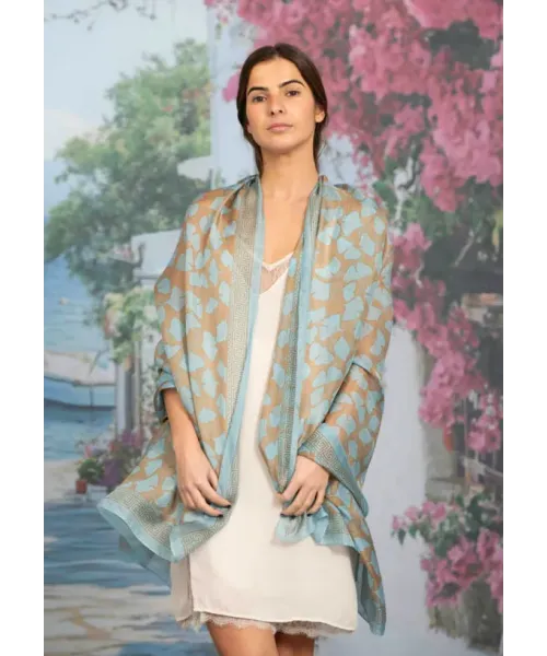 FOULARD SEDA HOJAS TOPO COLORES DE OTOÑO