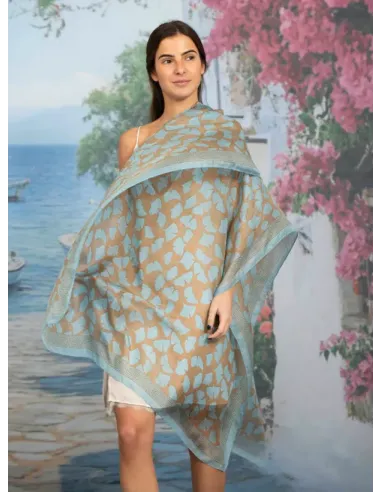 FOULARD SEDA HOJAS TOPO COLORES DE OTOÑO