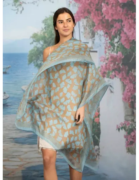 FOULARD SEDA HOJAS TOPO COLORES DE OTOÑO
