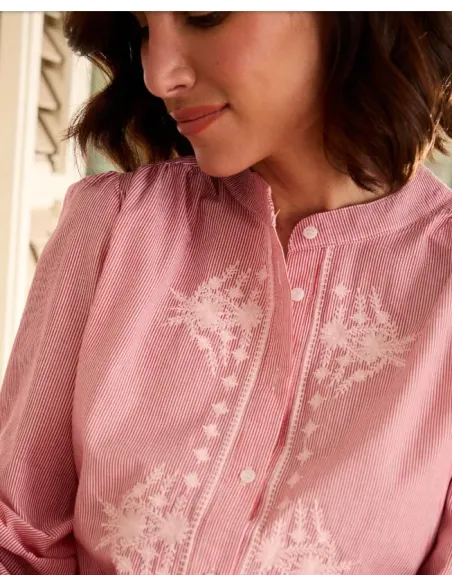CAMISA MIL RAYAS ROJA BORDADA POLIN ET MOI