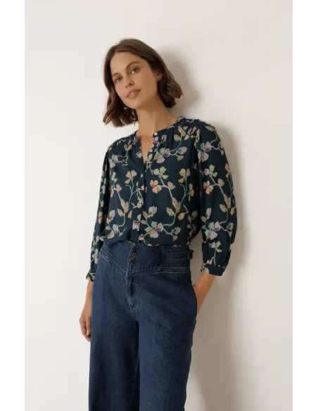 CAMISA ESTAMPADA FLORES AZUL INDI&COLD