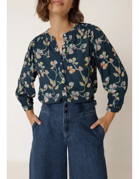 CAMISA ESTAMPADA FLORES AZUL INDI&COLD