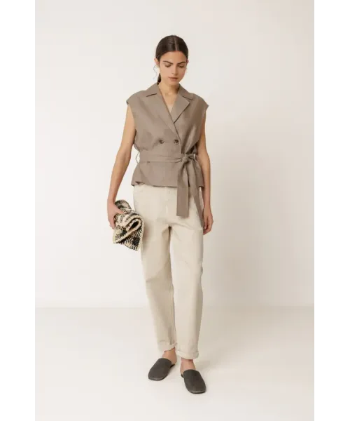 CHALECO LINO CON CINTURON INDI&COLD