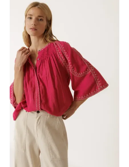 CAMISA MANGA CAMPANA FUCSIA INDI&COLD