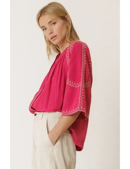 CAMISA MANGA CAMPANA FUCSIA INDI&COLD