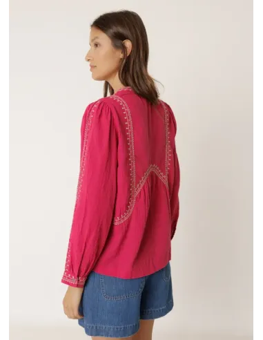 BLUSA MANGA LARGA BORDADA FUCSIA INDI&COLD