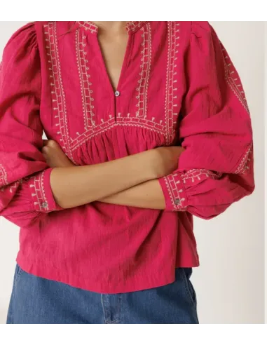BLUSA MANGA LARGA BORDADA FUCSIA INDI&COLD