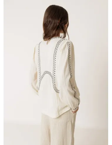 BLUSA MANGA LARGA BORDADA BLANCA INDI&COLD